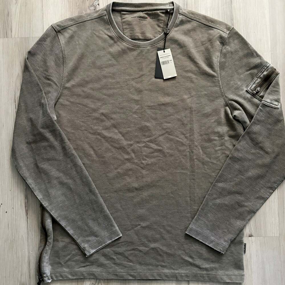 John Varvatos Star USA Sz L Army Green Pullover Crewneck Long Sleeve Shirt NWT